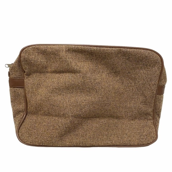 JETLINER VINTAGE BROWN LEATHER TWEED CROSSBODY SHOULDER BAG - Picture 2 of 7